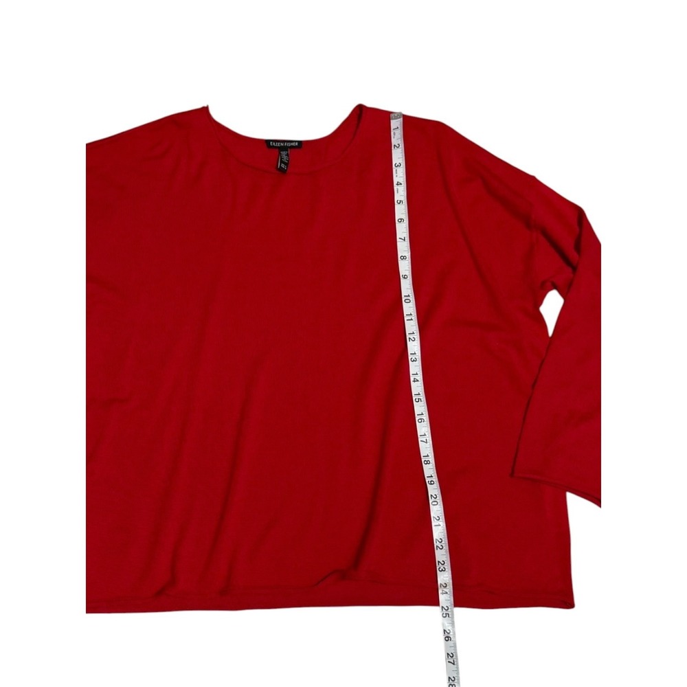 Eileen Fisher Red Extra Fine Merino Wool‎ Boxy Knit Sweater Top Womens  L - Picture 6 of 8